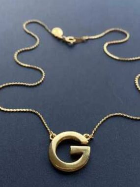 GIVENCHY Gold G Initial Pendant Necklace 15”